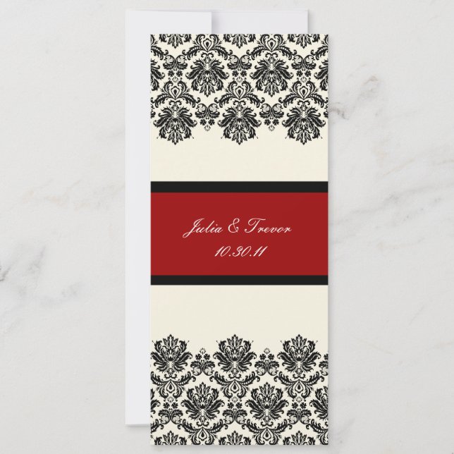 Invitation PixDezines Piqué, Damask / Black + Off White (Devant)