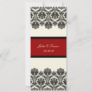 Invitation PixDezines Piqué, Damask / Black + Off White