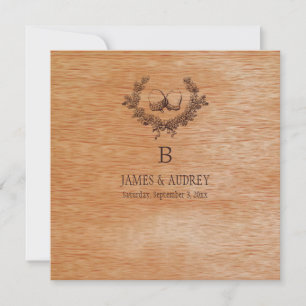 Invitation PixDezines placage de bois imitation+acornes