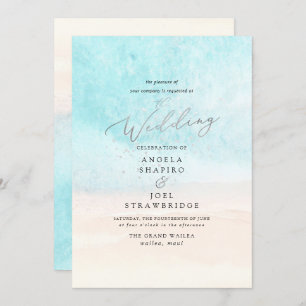Invitation PixDezines Plage bleu cristal, Mariage de plage