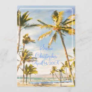 Invitation PixDezines plage vintage, paradis tropical