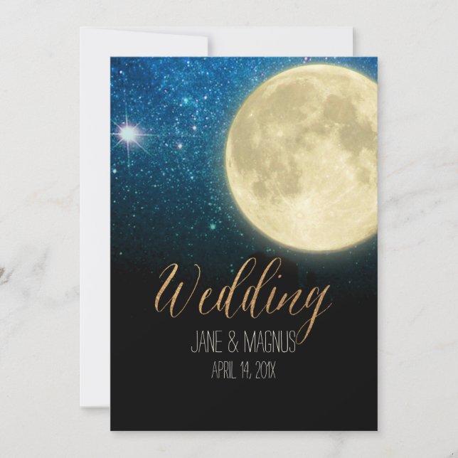 Invitation PixDezines Pleine lune Minuit Sky/Collage NASA (Devant)