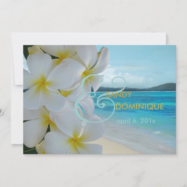 Invitation PixDezines PLUMERIA LEI/BEACH (Devant)
