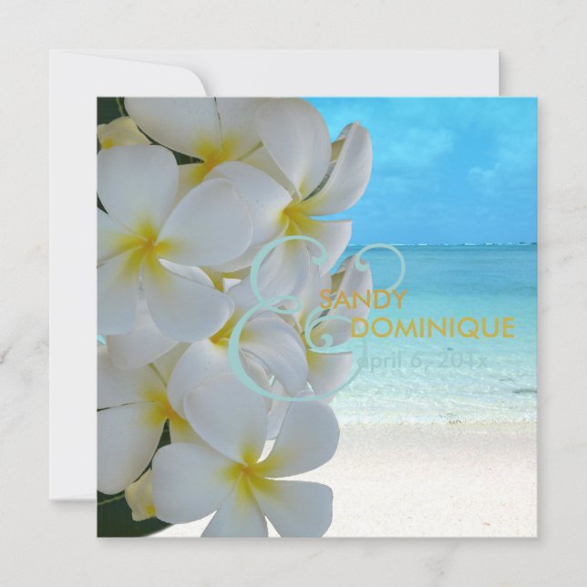 Invitation PixDezines Plumeria Lei /plage/mariage tropical (Devant)