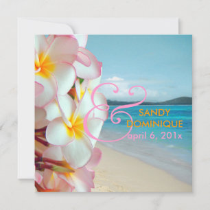 Invitation PixDezines Plumeria rose/plage/mariage tropical
