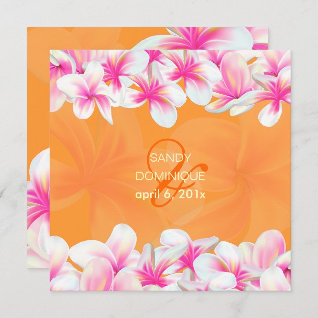 Invitation PixDezines plumeria rose vif/DO-IT-YOURSELF couleu (Devant / Derrière)