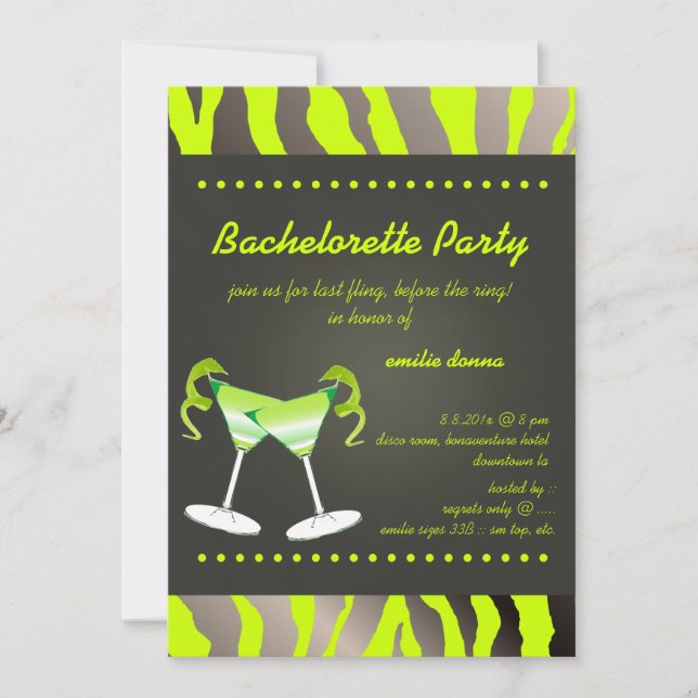 Invitation PixDezines pomme martini Bachelorette Party (Devant)