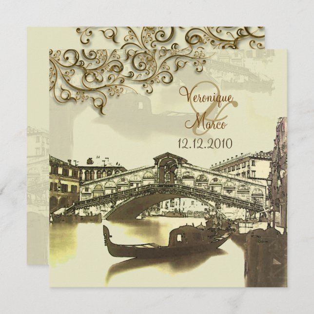 Invitation PixDezines Pont Vénétie Vintage+Rialto (Devant / Derrière)