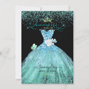 Invitation PixDezines Quinceanera Aqua Gown Parties scintilla