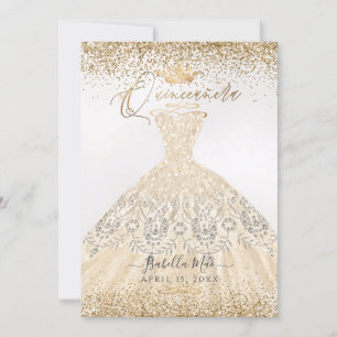 Invitation PixDezines Quinceanera Champagne Gold Parties scin