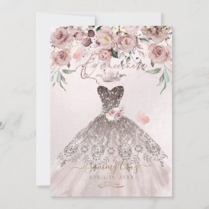 Invitation PixDezines Quinceanera Dusty Rose robe Mauve