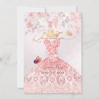 Invitation PixDezines Quinceanera H2 Robe rose pâle