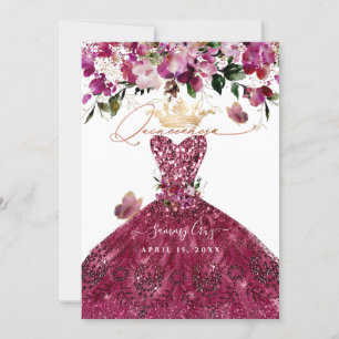 Invitation PixDezines Quinceanera robe rouge cerise