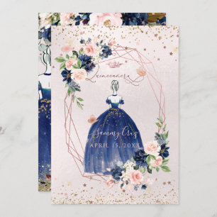 Invitation PixDezines Quinceanera Rose Gold H2 Fleurs