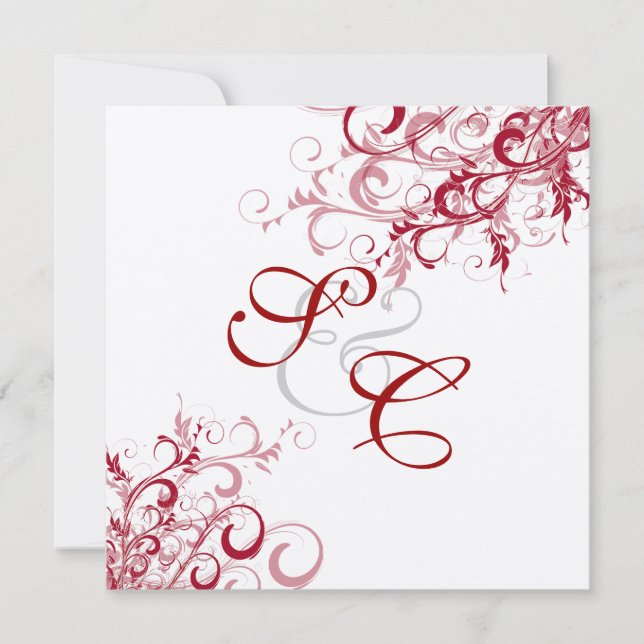 Invitation PixDezines Red Swirls/Fond DIY (Devant)