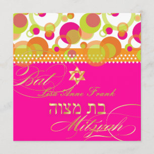 Invitation PixDezines rétro Mod Bulles, Bat Mitzvah