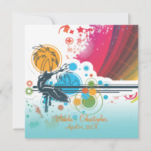 Invitation PixDezines Retro Surfers, événements de destinatio