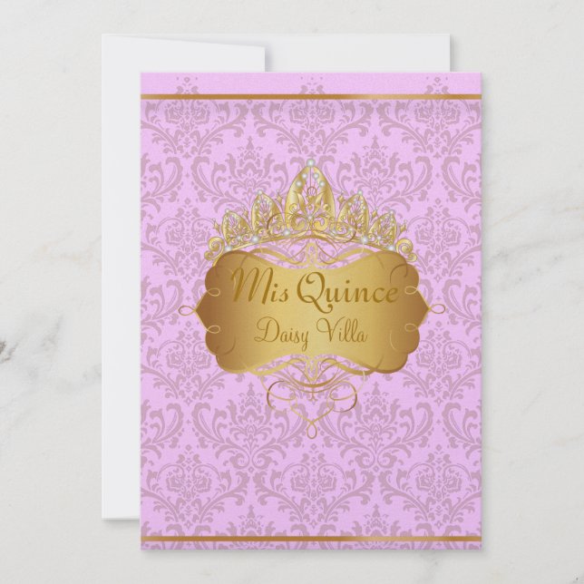 Invitation PixDezines rose rossi damask/do-it-yourself couleu (Devant)