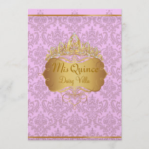 Invitation PixDezines rose rossi damask/do-it-yourself couleu