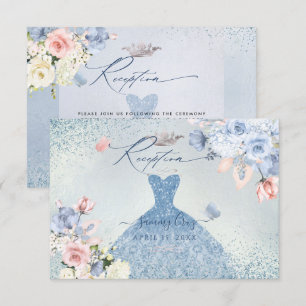 Invitation PixDezines Roses Bleu Poussiéreux Quinceanera Réce