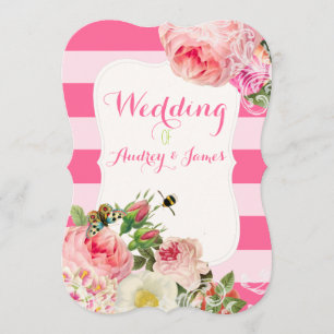 Invitation PixDezines roses/ pivoines/ primevères vintage