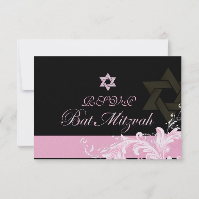 Invitation PixDezines roses rsvp/Bat mitzvah (Devant)