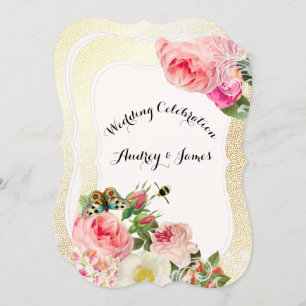 Invitation PixDezines roses victoriens/pivoines/fantaisie d'o