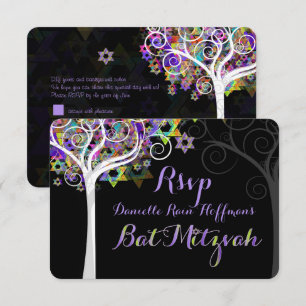 Invitation PixDezines rsvp arbre de vie Bat mitzvah