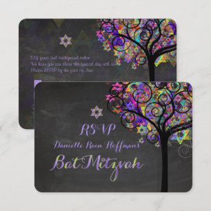 Invitation PixDezines rsvp arbre de vie Bat mitzvah