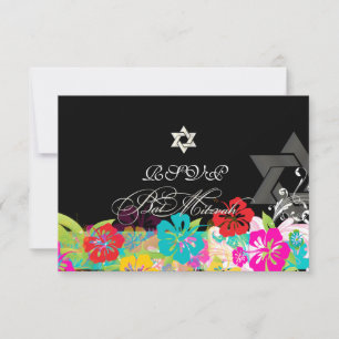 Invitation PixDezines rsvp hibiscus/Bat mitzvah
