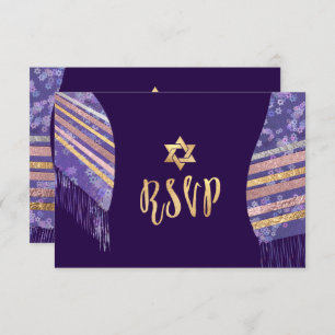 Invitation PixDezines rsvp mitzvah/Purple Tallit