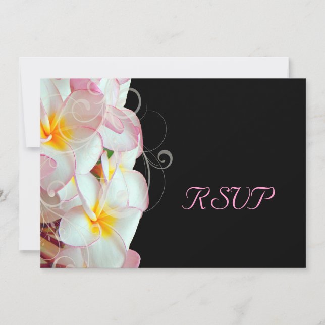 Invitation PixDezines rsvp pour 5x7 Rose Plumeria/plage (Devant)