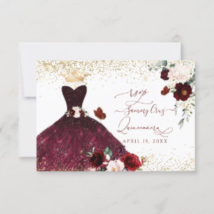 Invitation PixDezines RSVP pour Quinceanera Roses Rouge Bourg