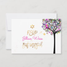 PixDezines RSVP Tree of Life/Neon Bat mitzvah ✡