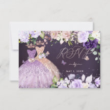 PixDezines RSVP Twins Quinceanera Rose Gold Lilac