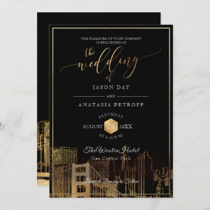 Invitation PixDezines San Fran Skyline/Faux Gold/do-it-yourse