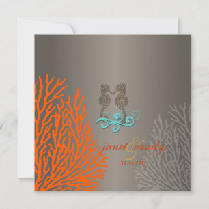Invitation PixDezines Seahorse+coral Vintage