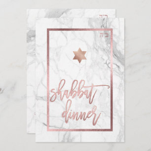 Invitation PixDezines Shabbat Dîner/Marbre/Or Rose
