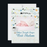 Invitation PixDezines shalom/cadre photo   étoiles/couleur do<br><div class="desc">PixDezines ב ר י ש ת ו shalom de brit de ל avec des oiseaux des fils de couleur arrière - plan pour shalom de brit, invitations de cérémonie de dénomination juive. Ajoutez simplement la photo de votre bébé, Accenté avec la star de david.. Brit shalom en hébreu peut être...</div>