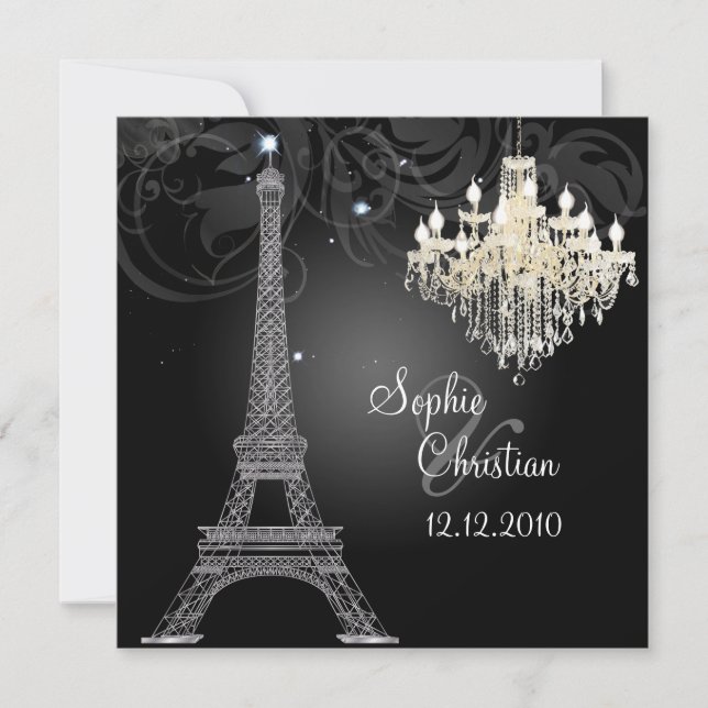 Invitation PixDezines SILVER EIFFEL+LUSTRE CRYSTAL (Devant)