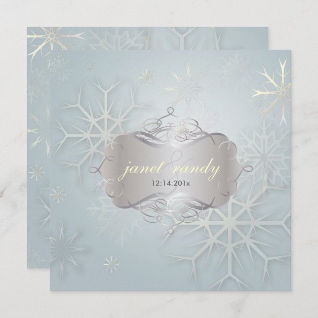Invitation PixDezines SNOWFLAKES/MARIAGE D'HIVER (Devant / Derrière)