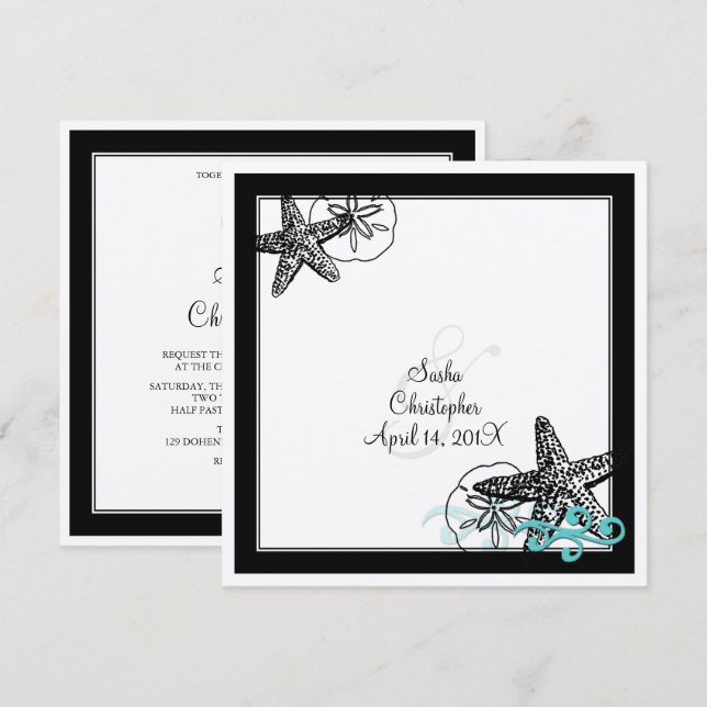 Invitation PixDezines STARFISH/FELT ECRU/DO-IT-YOURSELF POLIC (Devant / Derrière)