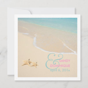Invitation PixDezines Starfish + plage/mariage tropical