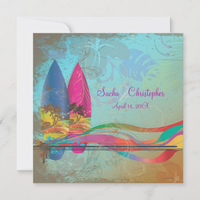 Invitation PixDezines surfeurs vintages, événements de destin (Devant)