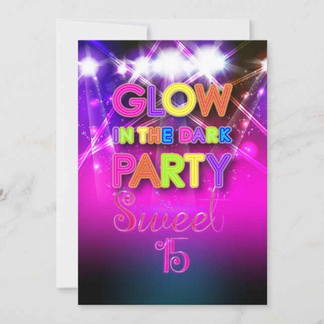 Invitation PixDezines Sweet 15, Glow in the Dark (Devant)