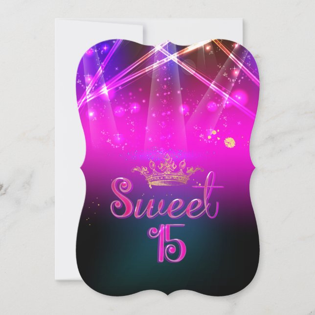 Invitation PixDezines Sweet 15, Luminaires Laser/Nil (Devant)