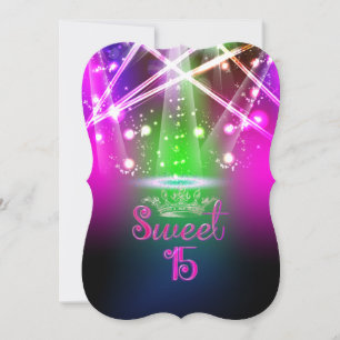 Invitation PixDezines Sweet 15, Luminaires Laser/Nil