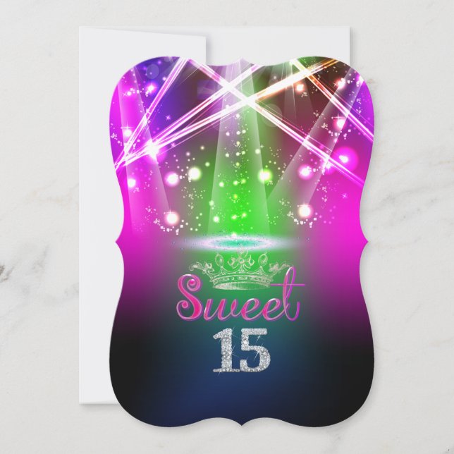 Invitation PixDezines Sweet 15, Luminaires Laser/Nil (Devant)