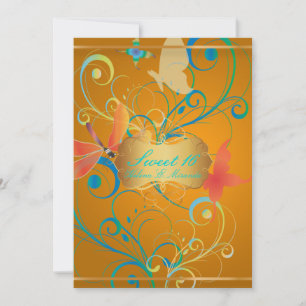 Invitation PixDezines Sweet 16/Butterfiles/Swirls/Dragonflies