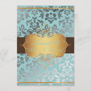 Invitation PixDezines Sweet 16/ Damask/tiara/do-it-yourself c